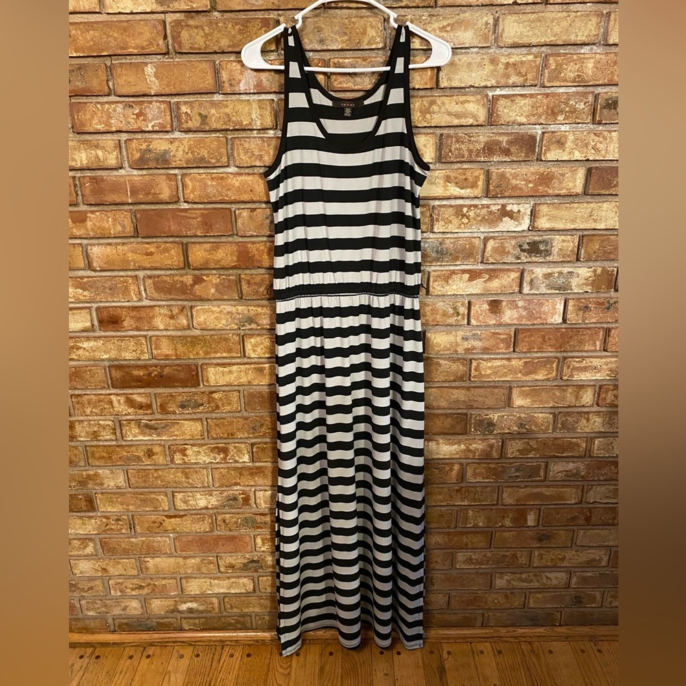 Fever Black and White Striped Maxi Dress
